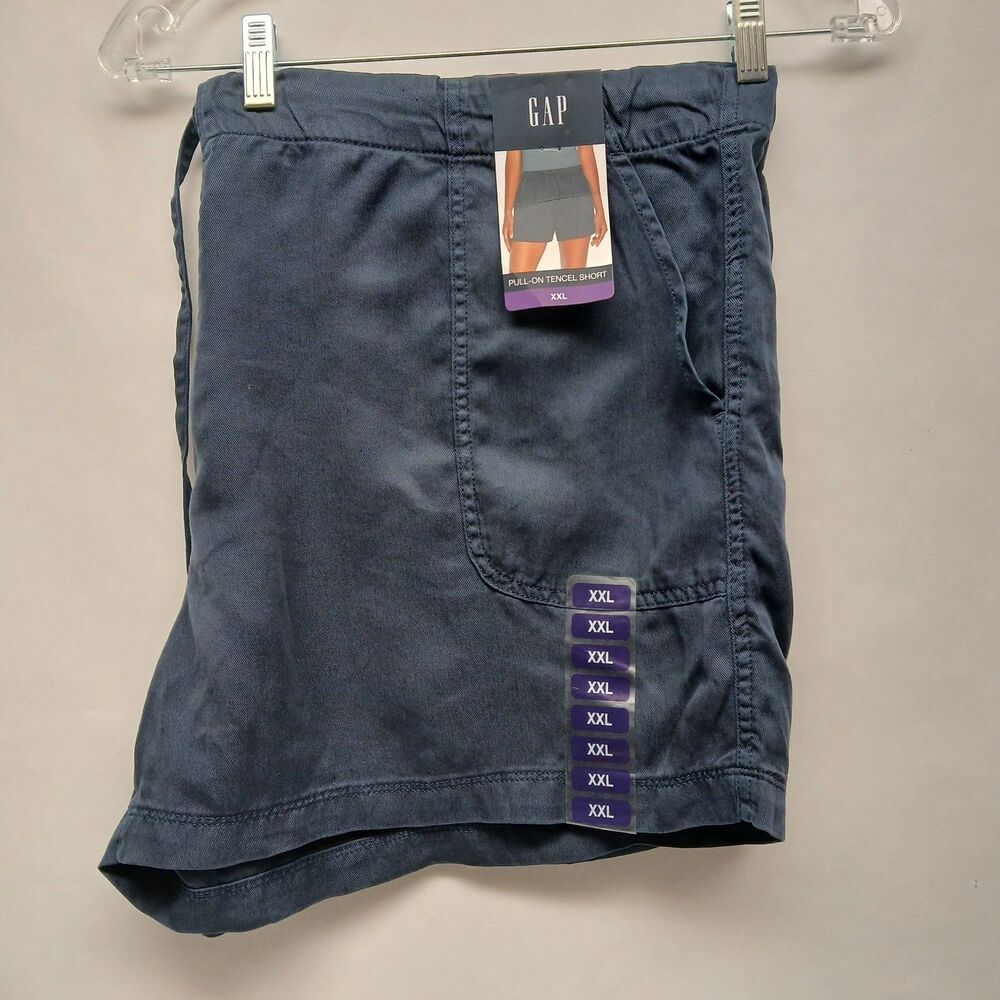 GAP Womens Navy Blue Tencel Shorts w/Pockets Drawstring XXL Plus #745934803623
